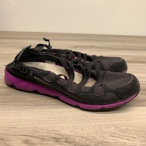 SALOMON ‘S-Fly Slip’ Womens 10 Purple Black Sandal Collapsible Heel Slip On Mule